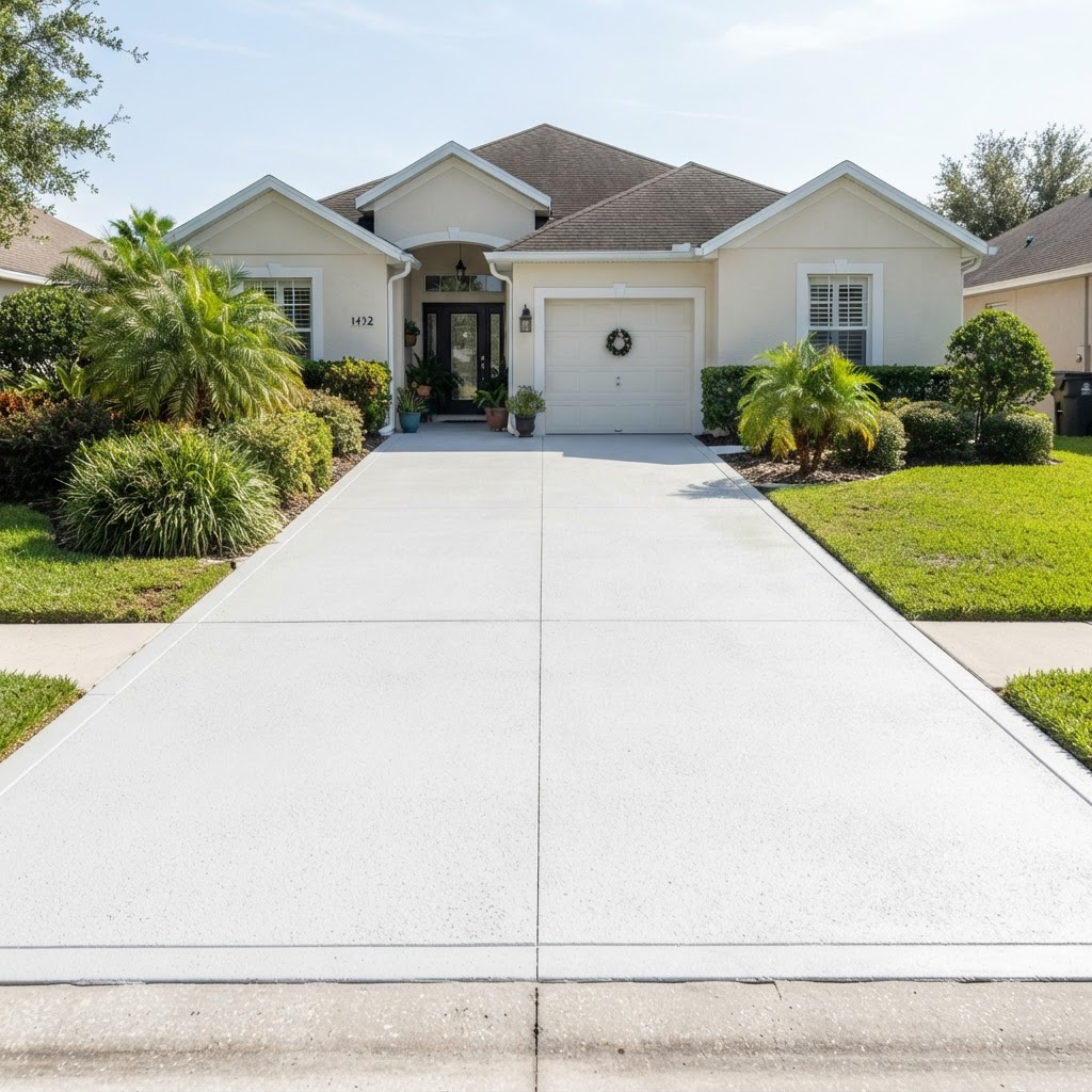 Concrete Driveway Restoration — after cleaning